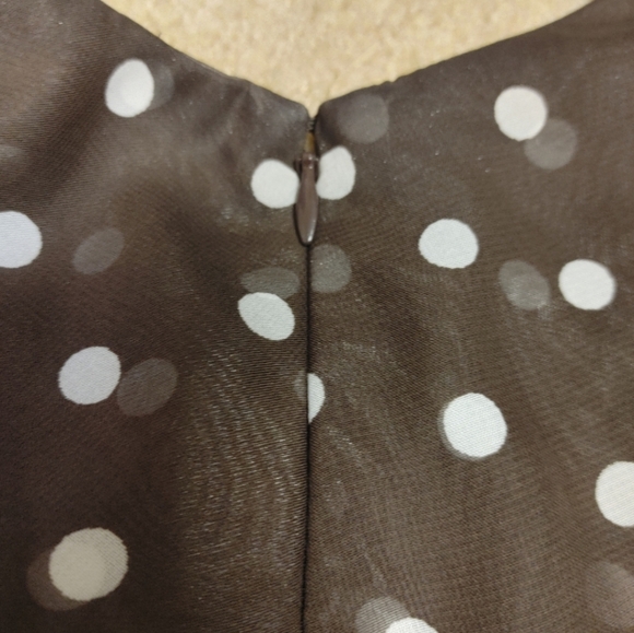 WHBM Chocolate Polka Dot Dress - Brown and White - Size 0 - Picture 4 of 5